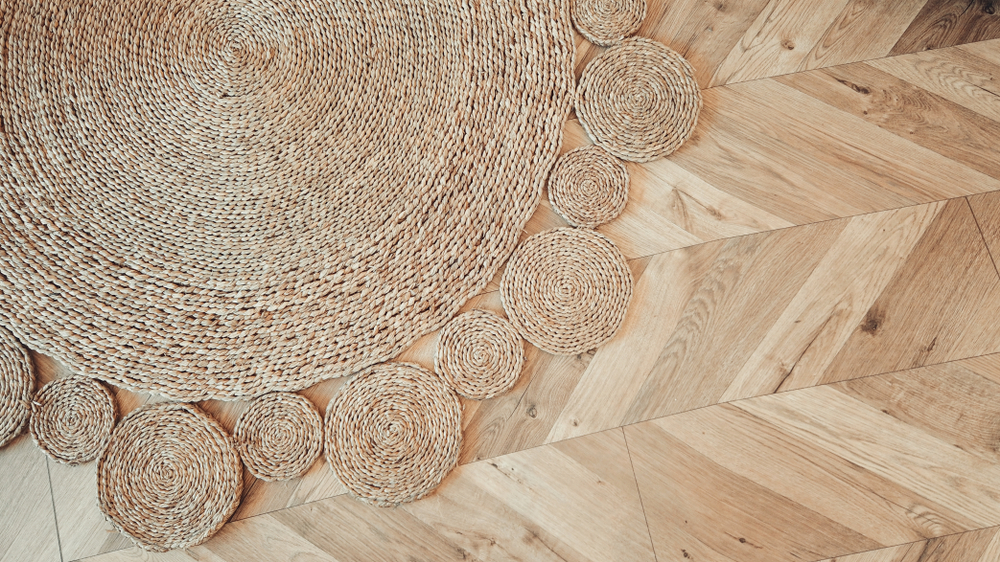 beige braided rug